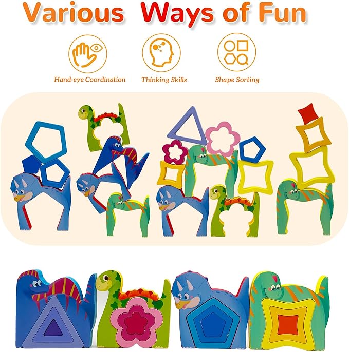 Wooden Montessori Toys for 3 4 Years Old Boys & Girls, Animal Shape Sorter Preschool Learning Toys for Toddlers, Preschool Toddler Puzzles Gift Ideas for Kids (Colored-C)