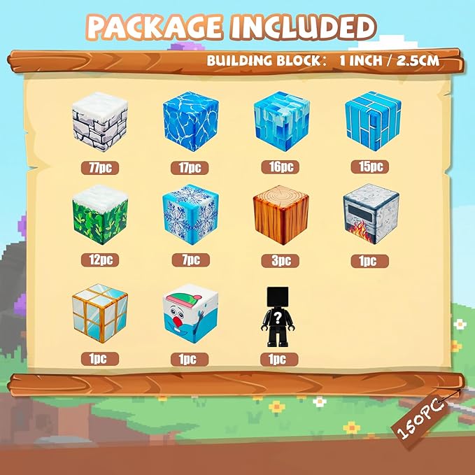 150PC Magnetic Blocks Set, 1in Magnetic Building Cube Game for Kids, Constructions Toys for Boys & Girls Age 3+, STEM Montessori Stacking Magnets, Sensory Tiles Building Birthday Gifts for Toddlers