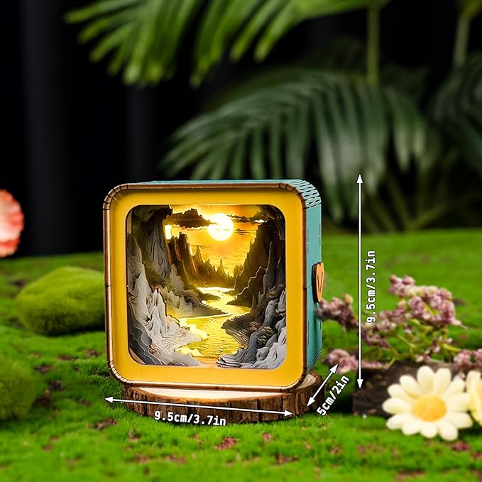 3D Puzzle Nightlight-Wooden 3D Puzzle Gifts-3D Wood Puzzles Sunlit Rivers Storybook Nightlight Home Décor for Adults,Unique Gifts for Mom,Dad,Sister,Wife