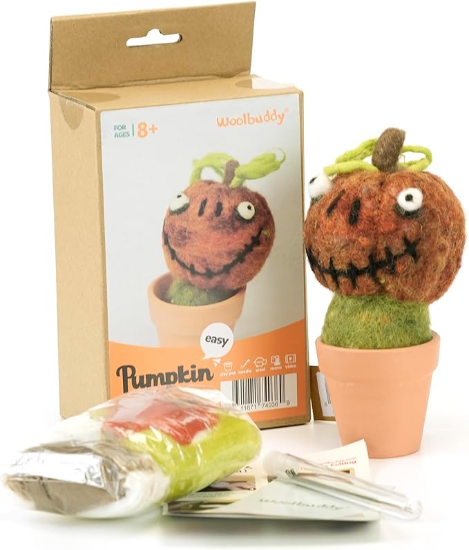 Woolbuddy Needle Felting Kit, Pumpkin Monster Craft for Beginner Adults, Includes Supplies and Instructions, Creative Design for Unique DIY Projects