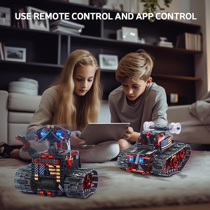 JOJO&Peach Stem Building Toys, Remote & APP Controlled 4 in 1 Wall Robot/Stunt Car/Triangle Robot, STEM Projects Creative Gifts Toys for Boys Girls 6-12 (560 Pieces)