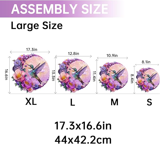 Jigfoxy Wooden Puzzles for Adults, Hummingbird Wood Puzzles Adult, Unique Animal Shape Wooden Jigsaw Puzzles for Adults, Birthday Gifts for Puzzle Lovers, Family, Friend (XL-17.3 * 16.6in-500 pcs)