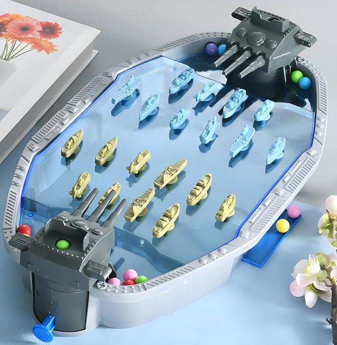 Naval Battleships Shooting Game, Tabletop Warships Shot Game for 2 Players, Battle Competitive Toy for Age 6+, Fun for Family, Office, School