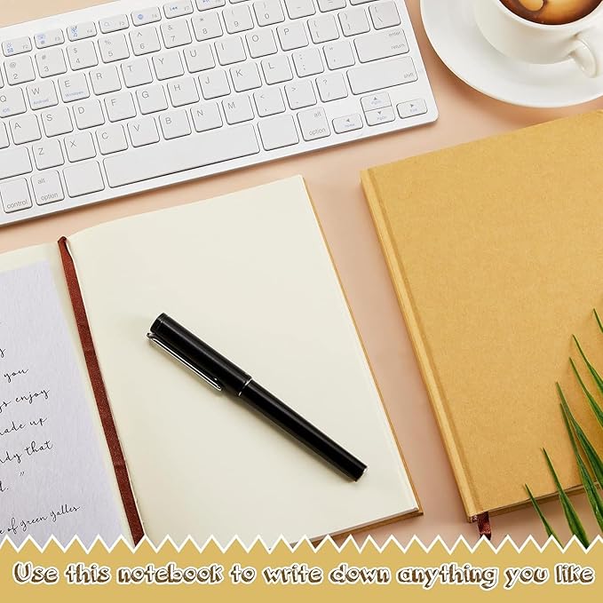 Henoyso 16 Pcs A5 Blank Notebooks Journals Bulk 100 Sheets/200 Pages Unlined Craft Notebooks Kraft Sketchbooks Hardcover for Writing Drawing for Gifts Students School Office Traveler, 8.3 x 5.7 in