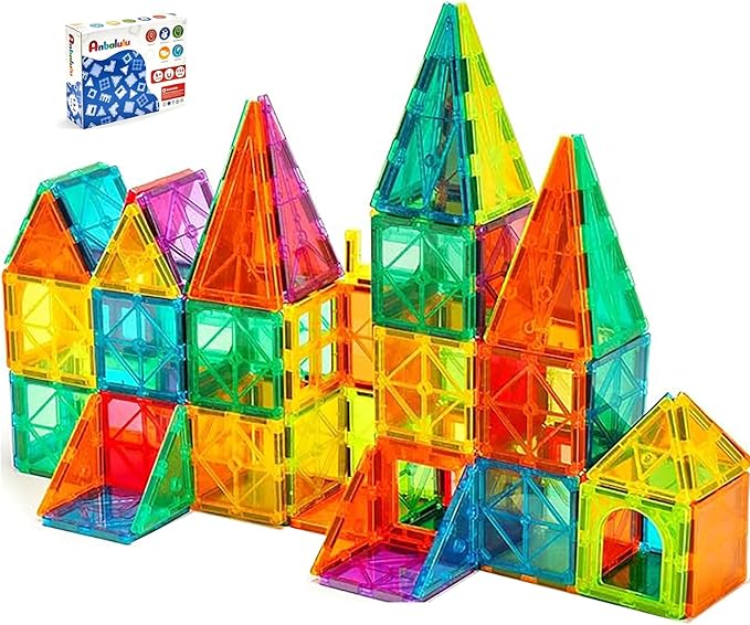 Magnetic Building Tiles,Magnet Building Set,Magnetic Blocks, 3D STEM Stacking Toys, Magnets Toy for Kids Boys Girls