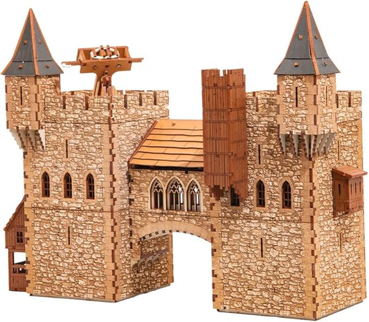 Rook P Castle Tower - 3D Wooden Puzzle - DIY 28mm Scale Model Building Kit - Educational Toy - Creative Gift - Tabletop Miniature Terrain Kit