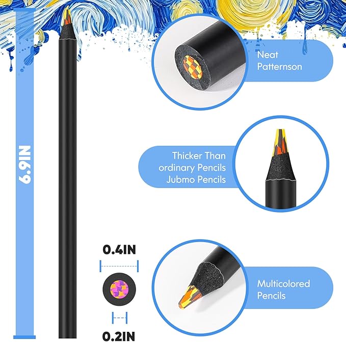 Hapikalor 24 Pack Rainbow Pencils, Cute School Supplies, Gifts for Teen Gifts Trendy Stuff, Art Supplies for Adults, Birthday Party Favors, Art Supplies for Kids