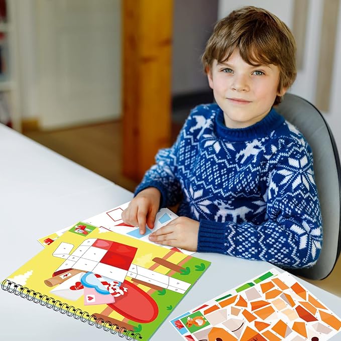 Omgouue 2PCS Valentines Day Crafts for Kids Ages 4-8 Sticker Paint Books Gift Party Create 20 Pictures Sticker Sheets are Separate