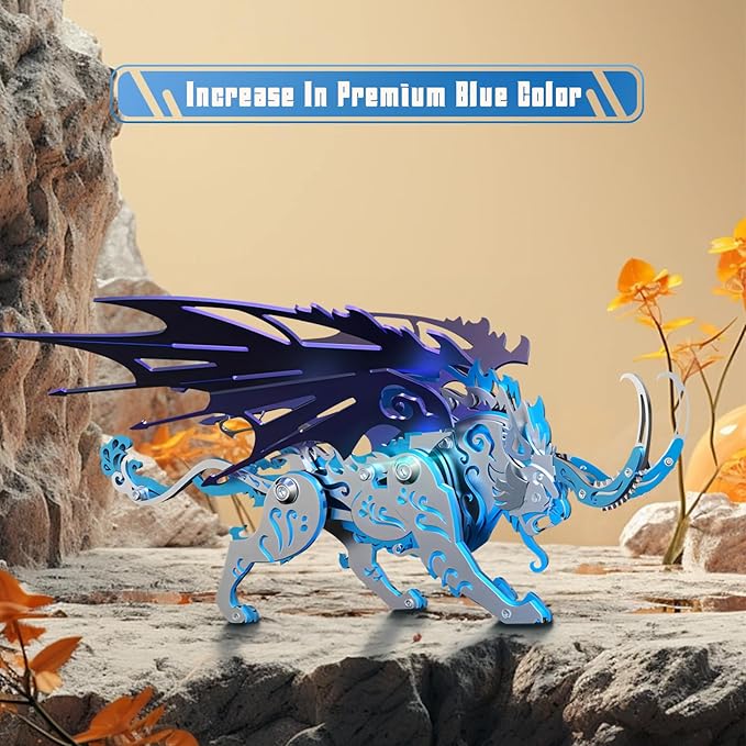 3D Metal Puzzles for Adults,3D Metal Model Kits Mechanical Qiong Qi Blue,Steel 3D Puzzles Stainless Steel Ornaments for Adults Home Decor Art Craft Gifts Toys