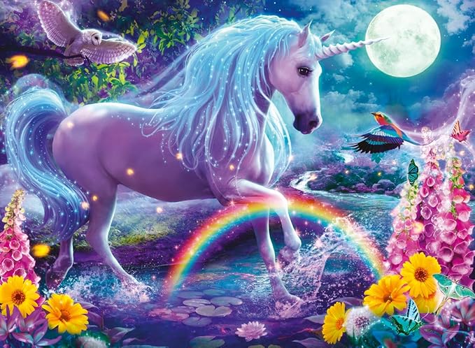 Ravensburger - Glitter Unicorn - 100 Piece Jigsaw Puzzle - Exciting, Colorful Scene of a Glittery, Magical Unicorn - Birds & More - Premium Quality - Ideal Gift - Screen-Free Fun - Children Age 6+
