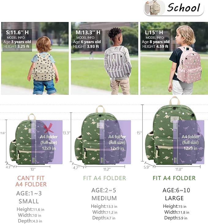 Corduroy Kids Backpack for Boys 6-10: Boys Girls Backpacks for Elementary Kindergarten 15” H Fit Folder