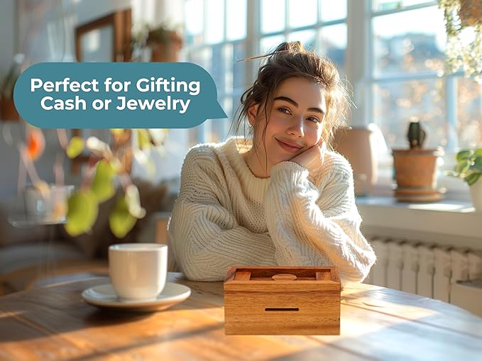 BSIRI Ziggurat Chest- Secret Box Brain Teaser Wooden Puzzle Boxes with Hidden Compartments. Ideal Mystery Box, Money Box, Jewelry Box, 3D Puzzle Lock Box, Gift Card, and Money Puzzle Box