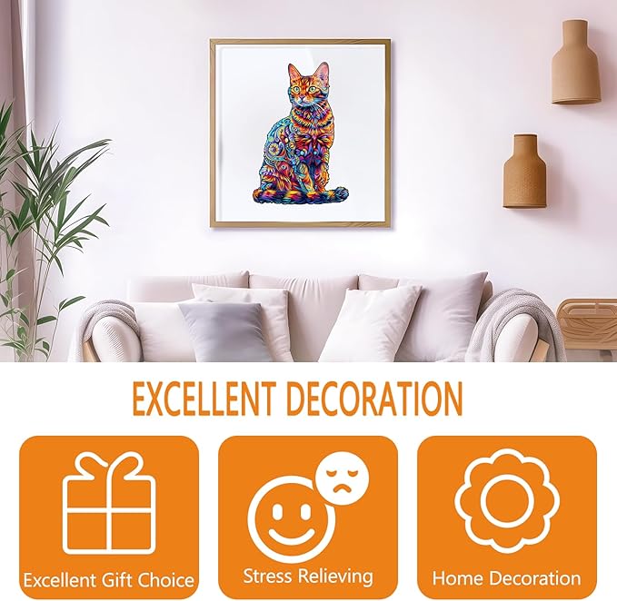 Wooden Puzzles for Adults - Bengal Cat Wooden Puzzle, Unique Animal Shape Wood Jigsaw Puzzles for Adults, Wood Puzzles Adult, Perfect for Birthday Gift, Family Puzzle, 175 Piece 13.3 x 9in Large