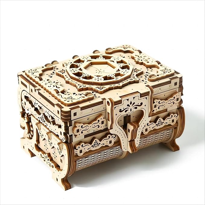 3D Wooden Puzzles Antique Box - Store Your Jewelry - DIY Gift Box, Brainteaser and Puzzle for Christmas/Birthday,Gifts for Adults and Teens to Build Combination