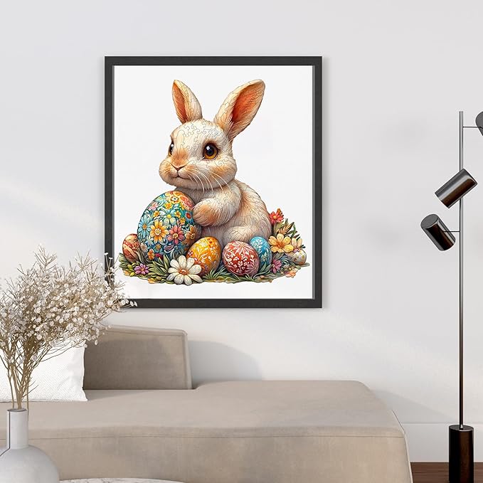 Wooden Puzzles for Adults - Wonderful Easter Bunny Wooden Puzzles - Unique Shaped Wooden Jigsaw Puzzles - Animal Wooden Puzzle Creative Bunny Gifts - Puzzle Toys - (85pcs)