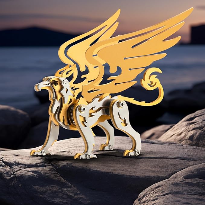 3D Metal Puzzles,3D Metal Puzzle for Adults,Mechanical Model Kit Griffon Gold,Steel 3D Puzzles Stainless Steel Ornaments for Adults Home Decor Art Craft Gifts Toys.