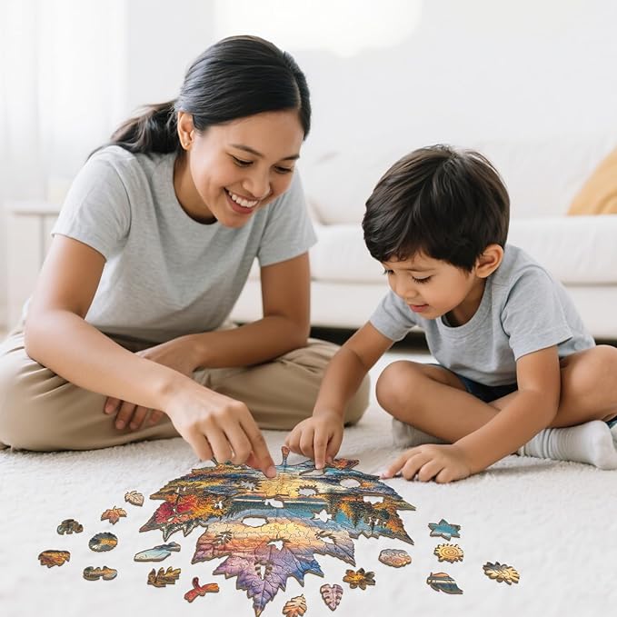 Wooden Puzzles for Adults - Sunset Maple Wood Puzzles Adult - Unique Animal Shape Wooden Jigsaw Puzzles for Adults - Birthday Gifts for Puzzle Lovers, Family (11.4 * 10.6in)