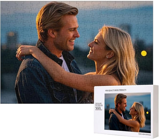 Custom Wooden Jigsaw Puzzles - 120/200/300/500/1000/1500 Piece Photo Gift Sets for Adults & Kids - Pet, Wedding, Family Memory Keepsake