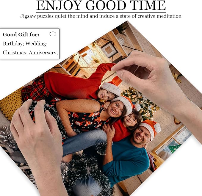 Custom Puzzle 120/200/300/500/1000/1500 Pieces, Personalized Puzzle from Your Own Photos, Customized Picture Jigsaw Puzzle Gift for Christmas Wedding Birthday Family