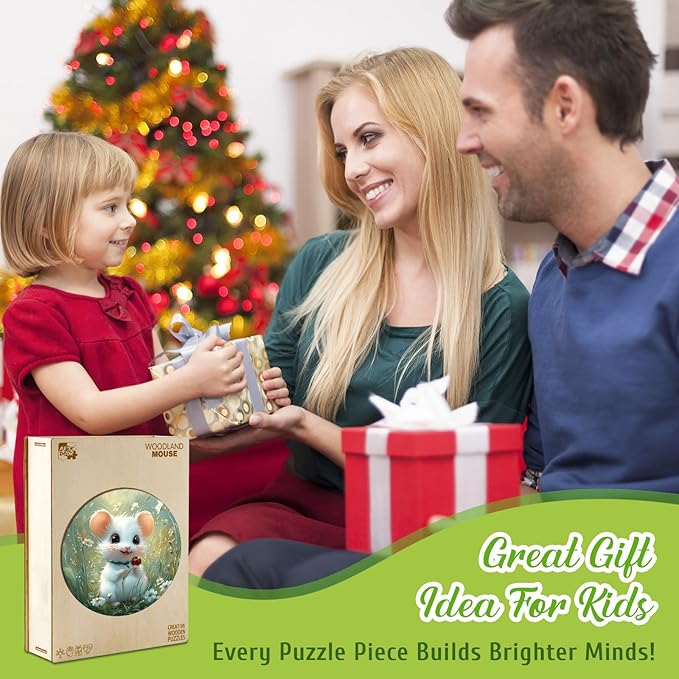 Wooden Puzzles for Kids Ages 4-6 - Woodland Mouse 50 Pieces Children Puzzles - Large Pieces Kids Puzzle with Unique Shapes - Educational Puzzles Toys for Boys and Girls (11.4 * 11.4 in)