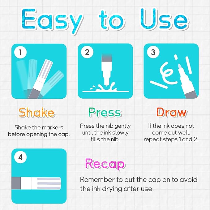 Glitter Markers Pens, 24 Colors Glitter Paint Pens Set Acrylic Sparkle Markers Teen Art Supplies for Scrapbooking, Cards, DIY Crafts, Adults Coloring, Extra-Fine Tip 0.7mm