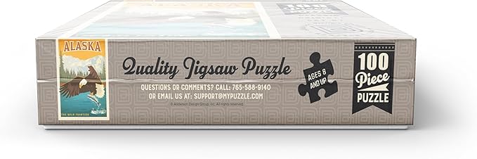 MyPuzzle Alaska: Eagle, Vintage Poster - Premium 100 Piece Jigsaw Puzzle for Adults