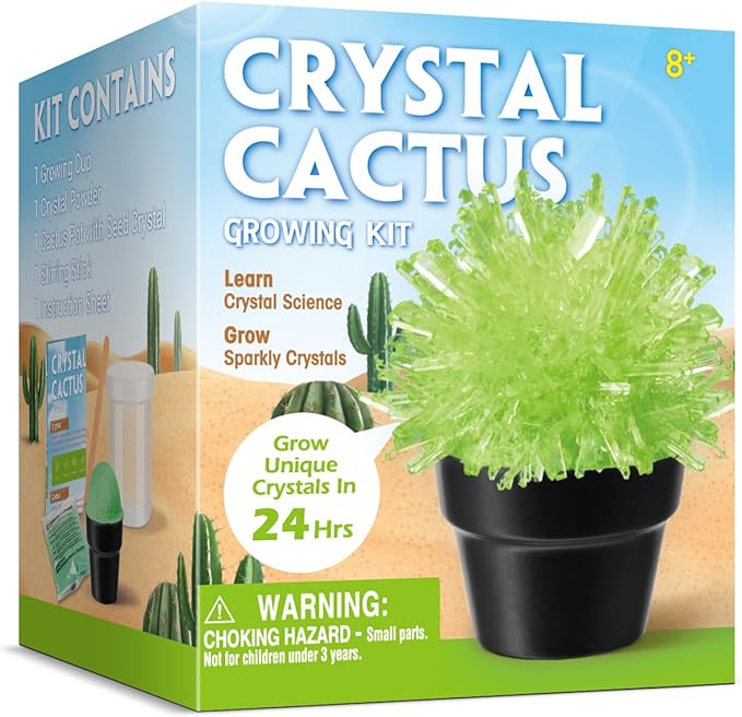 Crystal Growing Kit for Kids, Cactus-Green DIY Crystal Science Experiment Set, Grow Your Own Crystals, STEM Educational Chemistry Kit for Boys & Girls Ages 6-12, Fun Science Lab Gift for Kids