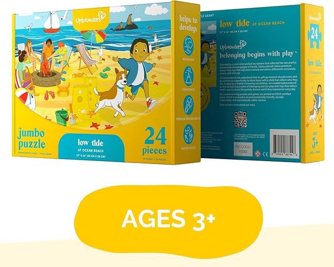 Low Tide at Ocean Beach - 24 Piece Beginner Puzzle, Ages 3 and up (Multicultural)