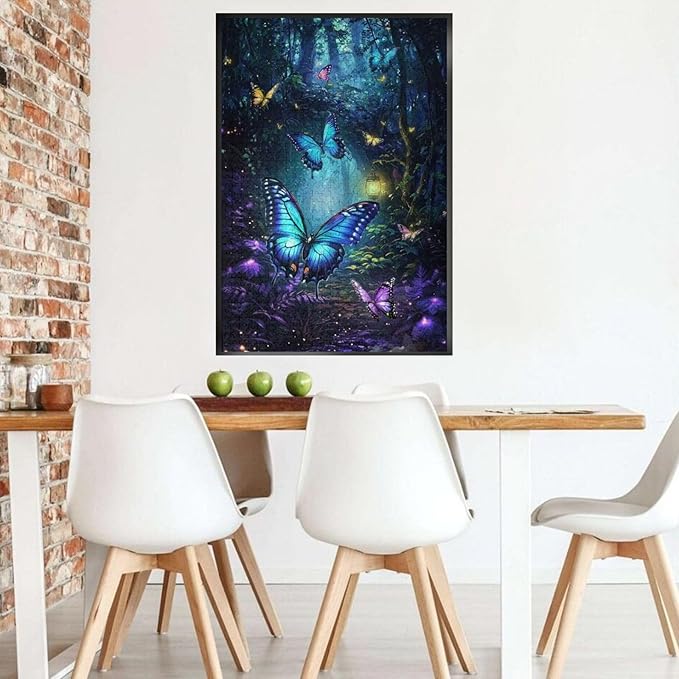 Butterfly Puzzle 1000 Pieces，Fantasy Magical Forest Puzzles 1000 Pieces, Glow Art Jigsaw Puzzles Butterflys,Fantasy Colorful Butterfly Insect Puzzle Puzzles As Family Game