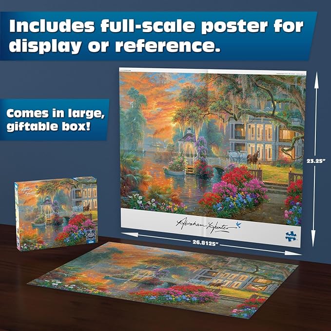 Buffalo Games - Sapphire Select - Abraham Hunter - Southern Charm - 1000 Piece Jigsaw Puzzle – Challenging & Fun – Blue Core Puzzle Board – Giftable Display Box - Full Size Poster Included