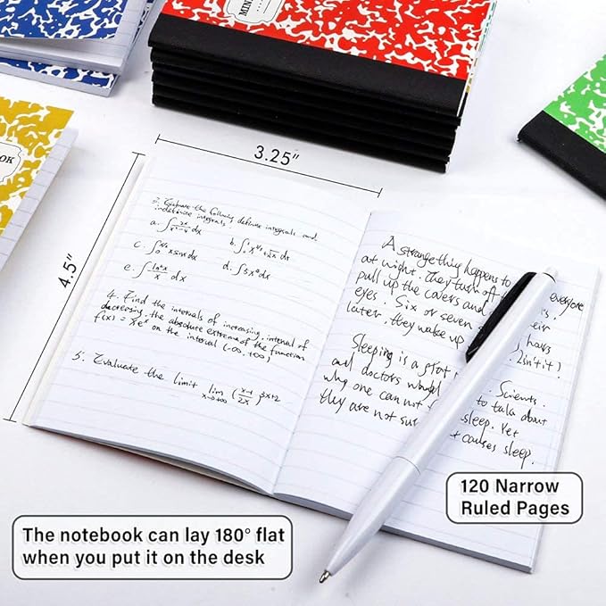 Composition Notebook, Mini Sized 30 Pack 5 Colors Narrow Ruled Mini Composition Books Bulk by Feela, Small Pocket Marble Cute Journal Notebooks for Kids School Home Office, Pocket Sized 4.5 x 3.25 in