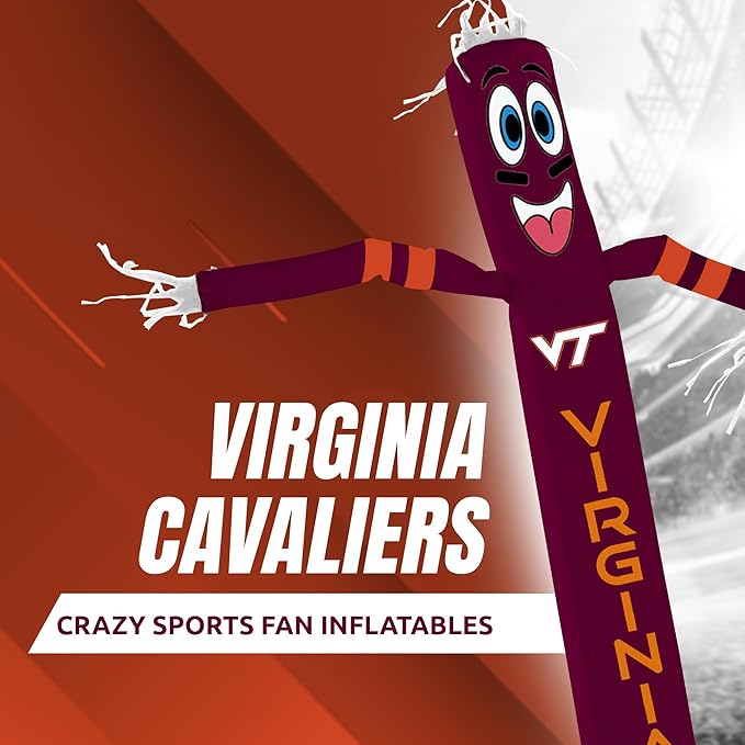 NCAA VT Hokies Football Wacky Waving Inflatable Tube Guy with LED Lights & Built-in Blower - 6" x 36" x 96" Inflatable Tube Man Crazy Sports Fan Outdoor Party Decoration