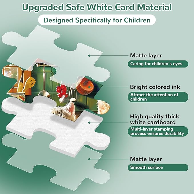 Puzzles for Kids Ages 4-8,100 Piece Puzzles Kids Puzzle Ages 4-6 6-8 8-10 Cat Cooking Puzzle Animal Jigsaw Puzzle Educational Toys Birthday Gifts for Girls and Boys