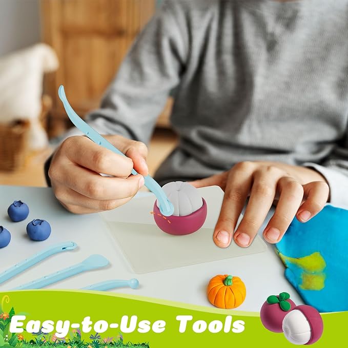 Air Dry Modeling Clay for Kids - Nutrition Planet, 12 Boxes Clay Kit with 4 Tools & Tutorials, Soft DIY Craft Kit for Art Projects, Creative Gift for Boys & Girls Ages 3+