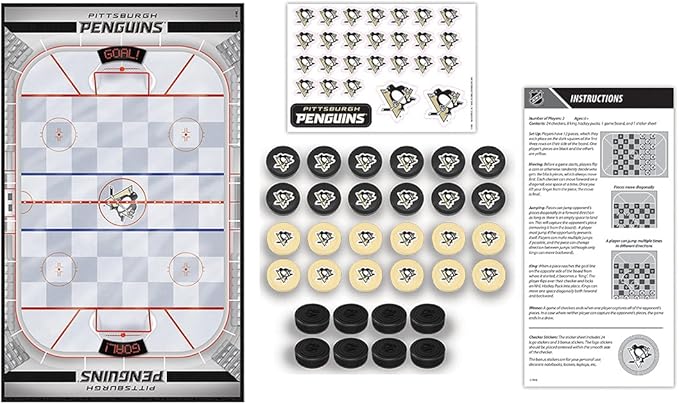 MasterPieces Family Game - NHL Pittsburgh Penguins Checkers - Officially Licensed Board Game for Kids & Adults
