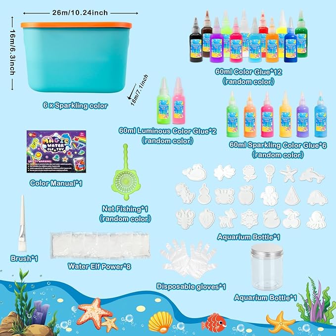 EggSun Magic Water Elf Toy for Kids,Aqua Fairy Water Gel Kit,20 Colors Squishy Maker Set,20 Shape Molds,Fun DIY Art & Craft Toy Creation Kit for Children,Birthday Party Gifts for Girls and Boys