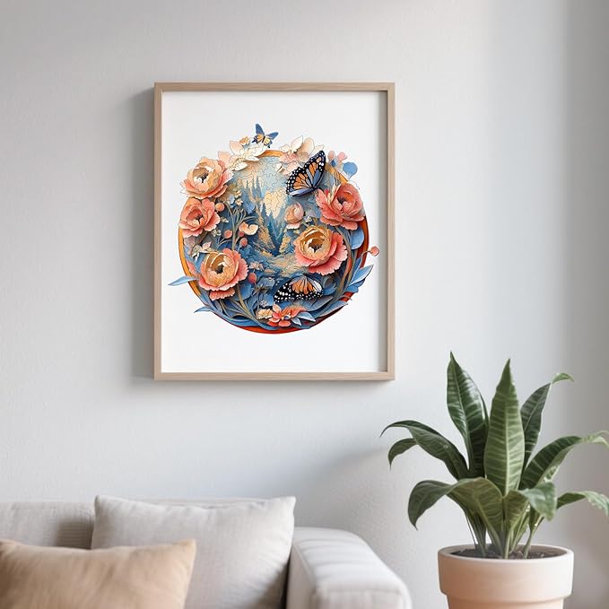 Wooden Puzzles for Adults - Jungle Butterfly Wood Puzzles Adult - Unique Animal Shape Wooden Jigsaw Puzzles for Adults - Birthday Gifts for Puzzle Lovers, Family (11.4 * 11.3in)