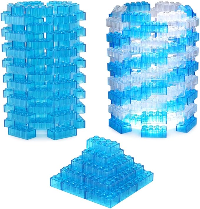 Feleph 320 Pieces Transparent Medium Blue 2x4 Bricks Parts Building kit Creative Play Set Blocks Classic Toy Accessories Compatible with 3001 Major Brands (Trans Medium Blue)