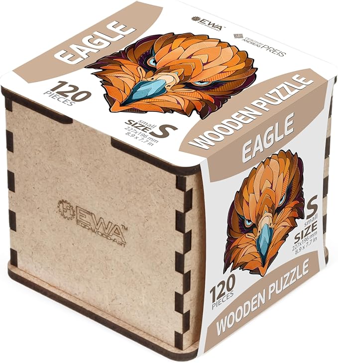 Eco-Wood-Art Wooden Puzzle - Eagle S | Majestic Bird Jigsaw Puzzle for Adults | 3D Eagle Decor | 120 Intricate Pieces | Eco-Friendly Home Decor Gift