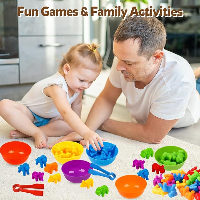 USATDD Counting Animal Toys Color Matching Games Preschool Learning Activities Sorting Stacking Toys Math Couting Educational Sensory Montessori Toy for Toddlers Kids Ages 3 4 5