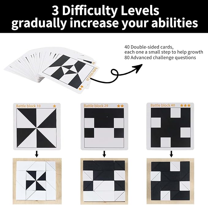 Brain Teaser Puzzles, Block Puzzle, Battle Blocks Game, 40 Challenge, Teens, IQ Test Mind Puzzle Toys, Birthday Gifts for Boys Girls, Best Gifts for Kids 3+