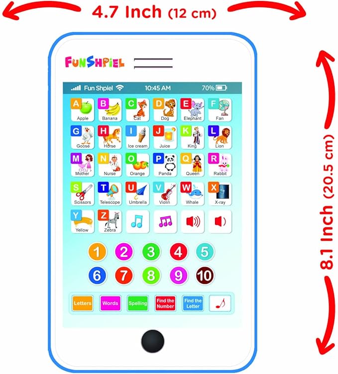 Kid Tablet - Kindergarten Learning Activities, ABC Learning for Toddlers, Kids Phone Toy for Speech Therapy & Letter Sounds