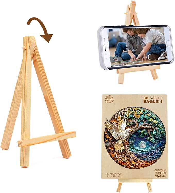 KAAYEE Wooden Puzzles for Adults, 3D Visual Effect White Eagle Wooden Jigsaw Puzzle Unique Shape Wood Puzzle Adult, Birthday Gifts for Puzzle Lovers Family Games (M-11.4 * 11.3in-200pcs)