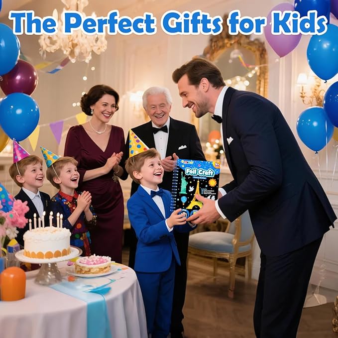 FUNNYB&G Foil Art Craft Activity for Kids - Gift for Girls Boys Crafts for Kids Fun Art Supplies DIY Creative Travel Toys, Birthday Gift Party Favor Toys for Girls 4 5 6 7 8 9 Years Old(Buildings)