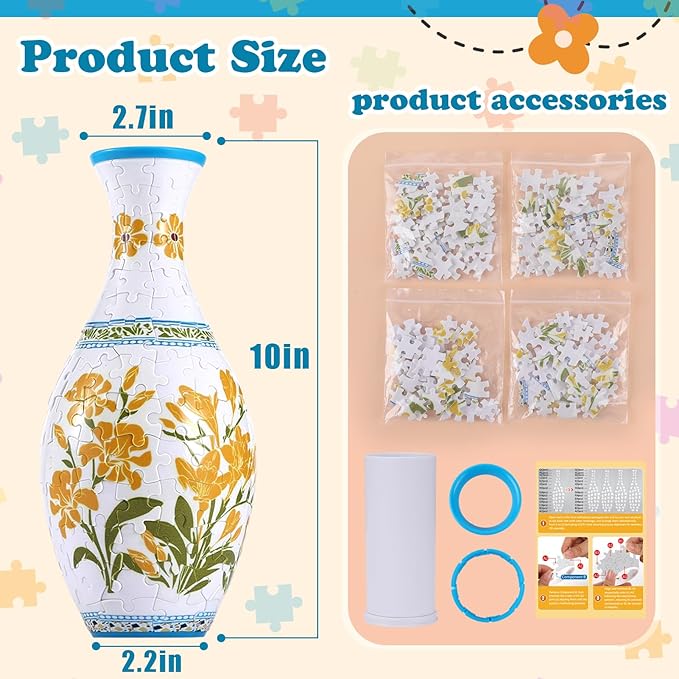 Unique 3D Puzzle for Adults - 160 Pieces of Puzzle Flower Vase, Cananga Odorata Themed Art Projects Gift for Women Housewarming Home Decoration