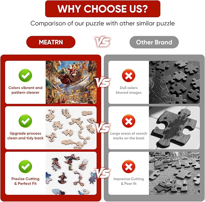 Christmas Sleigh Wooden Puzzles for Adults & Kids - 500 Pcs, Luxury Shaped Wood Jigsaw Puzzle, 12.6"x16.7", Challenging Holiday Family Game, Home Decor