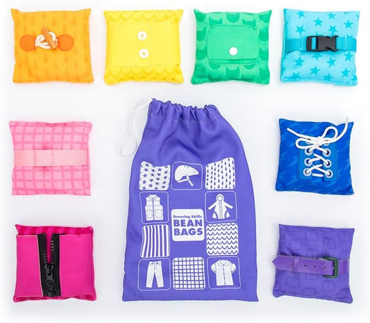 Educational Insights Dressing Skills Bean Bags - Montessori Busy Board Activites for Toddlers, Shoe Tying Practice, Occupational Therapy Toys, Teach Life Skills & Learn How to Dress for Kids Ages 4+