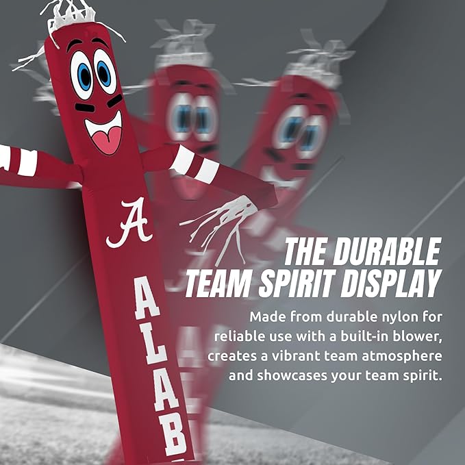 NCAA Alabama Crimson Tide Football Wacky Waving Inflatable Tube Guy with LED Lights & Built-in Blower - 6" x 36" x 96" Inflatable Tube Man Crazy Sports Fan Outdoor Party Decoration