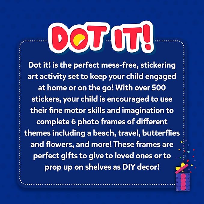 Skillmatics Dot It Sticker Art - Photo Frames, Mess-Free Fun for Kids, 500+ Stickers, Craft Kits, DIY Scrapbooking Activity, Travel Toys, Gifts for Boys & Girls Ages 3, 4, 5, 6, 7