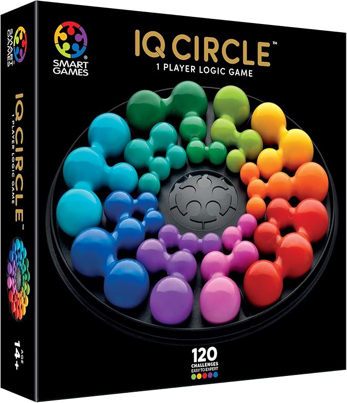 SmartGames IQ Deluxe: Circle - A New IQ Series in a Sleek Travel Case Featuring 120 Challenges for Ages 14 - Adult